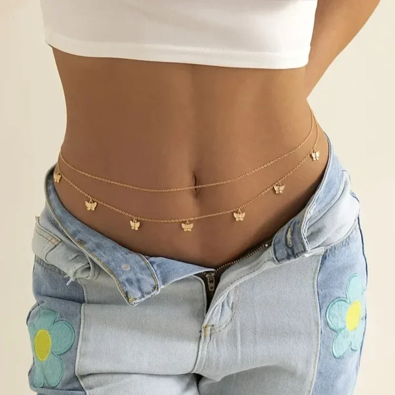 Body Jewelry Chains - Nowy urok Seksowny dwuwarstwowy łańcuszek motylkowy