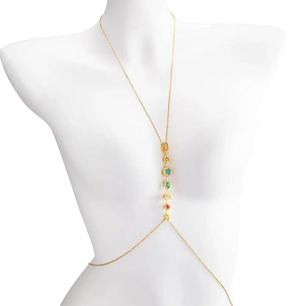 Body Jewelry Chains - PuRui Wykwintny Kolorowy Łańcuszek na Klatkę