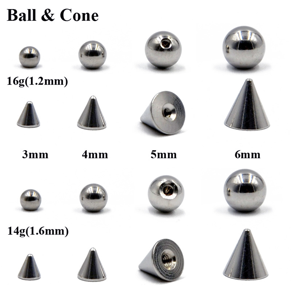 Body Jewelry Replacement Ball - 100 sztuk/partia stal 14G 16G kolczyki