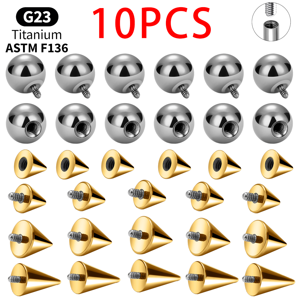 Body Jewelry Replacement Ball - Tytanowe Stożki do Kolczyków 10 sztuk