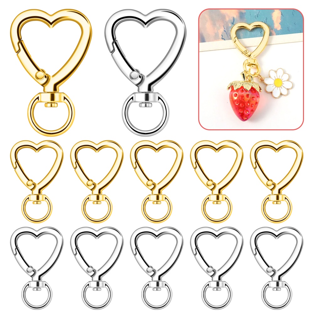 Daith Heart Ring - 10 szt. Metalowe zapięcia typu karabińczyk