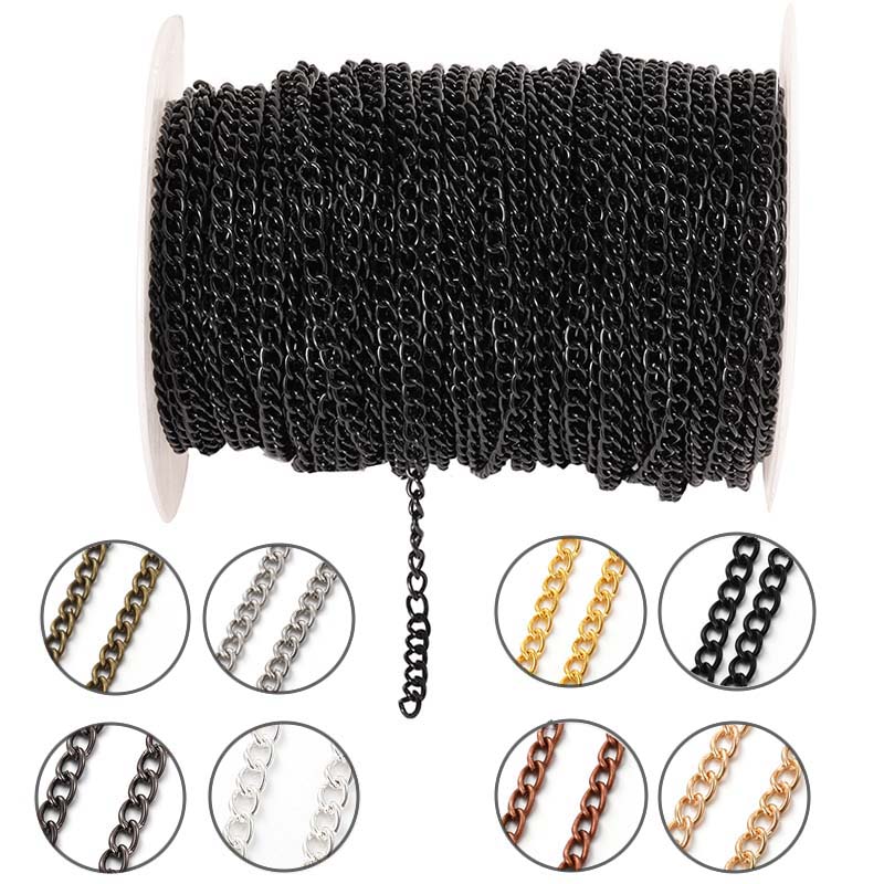 Body Jewelry Chains - 2 metry 2.5/3.5/4.5mm Metalowy Płaski Owalny