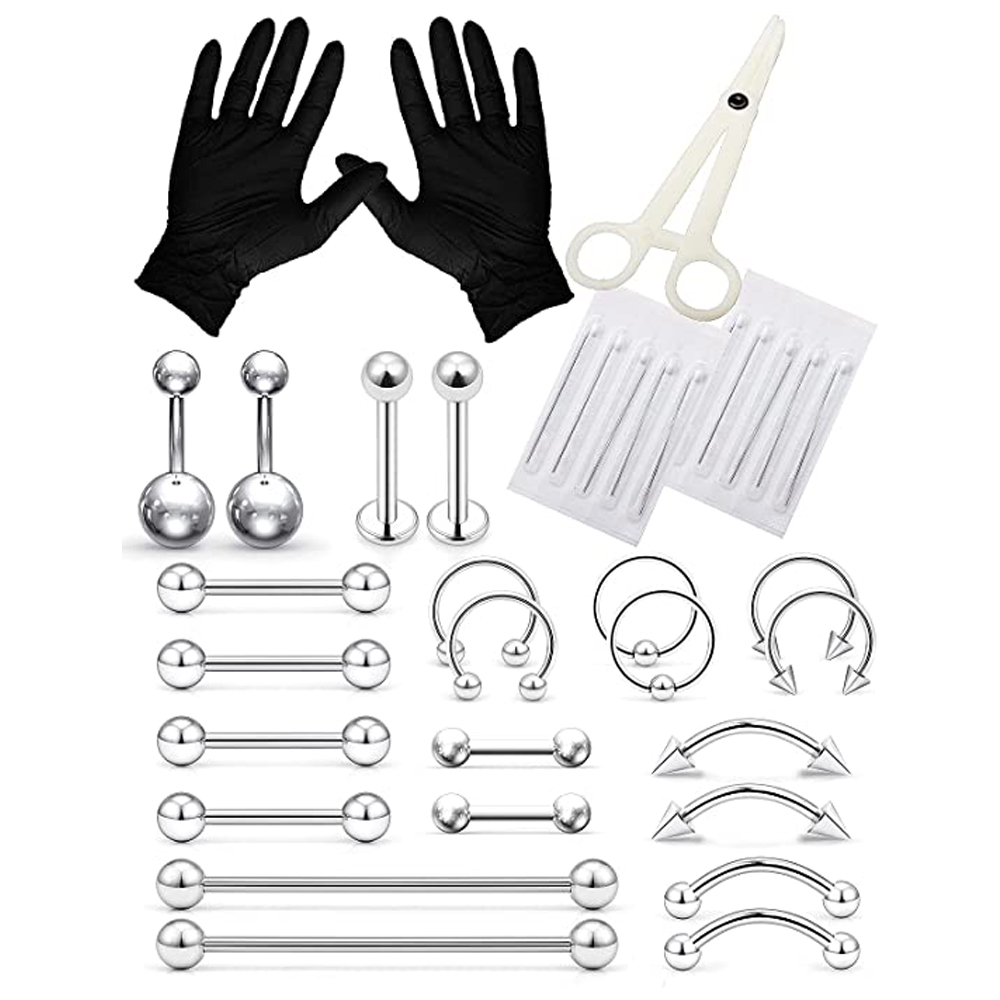 Body Jewelry Industrial - Zestaw do przekłuwania pierścienie brwi ze