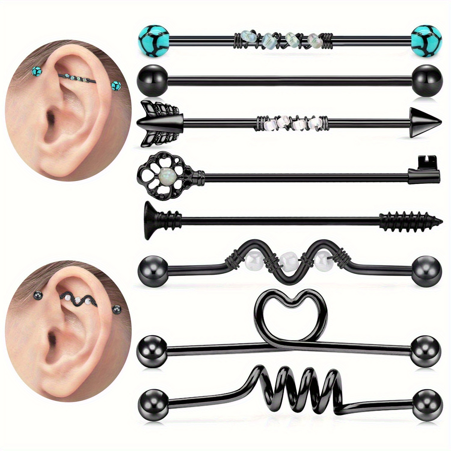 8 szt. kolczyków industrialnyc – Body Jewelry Industrial recenzja i cena