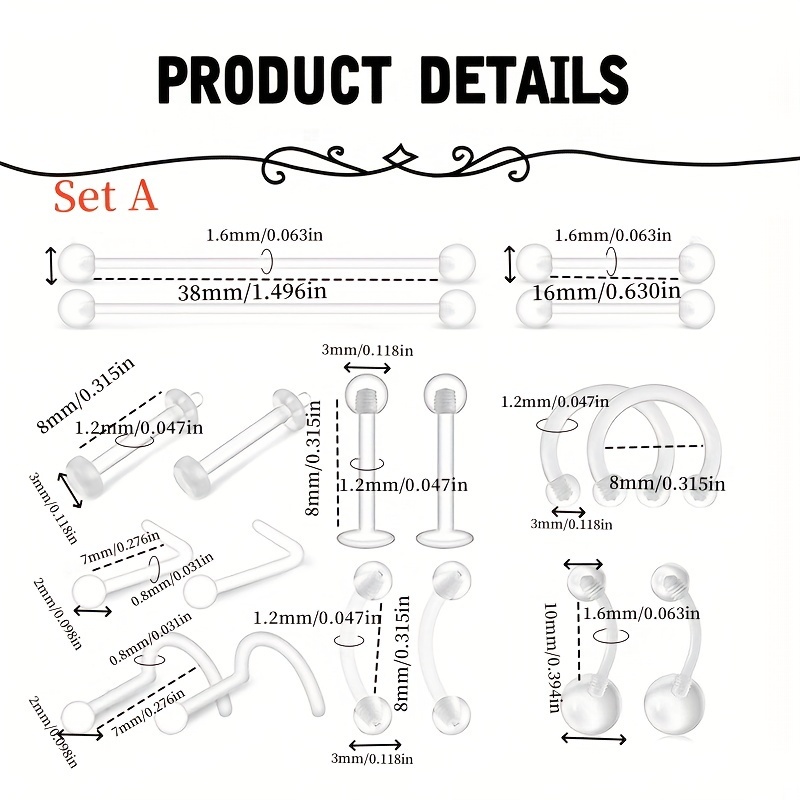 36 szt. Zestaw do piercingu el – Body Jewelry Industrial recenzja i cena